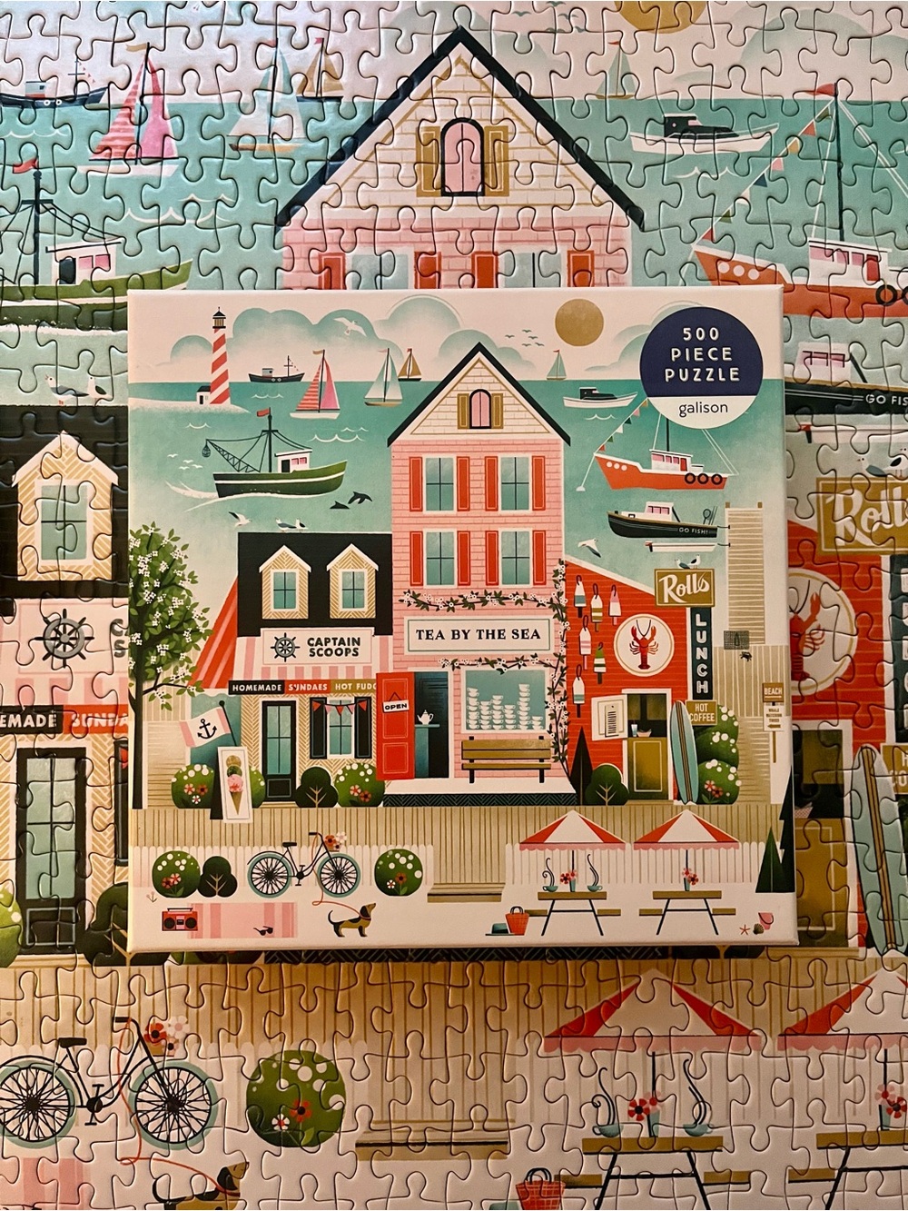 Tea By The Sea 500-Piece Coastal Puzzle — Multicolor Nautical Scene